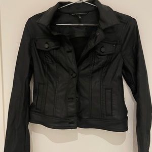 White House Black Market Black coated Jean Jacket